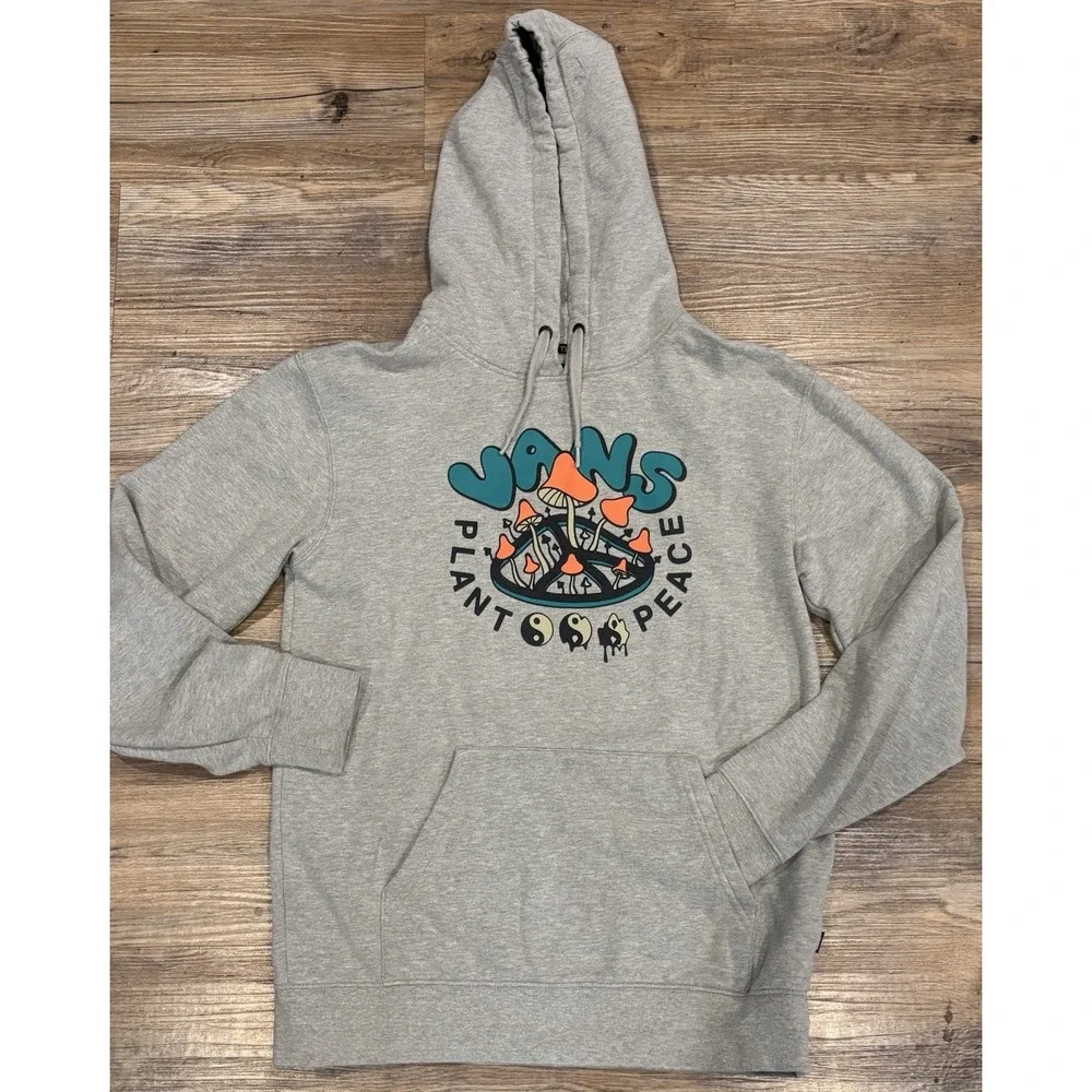 Vans Plant Peace Mushroom Graphic Gray Pullover Hoodie Woman S Psychedelic Skate